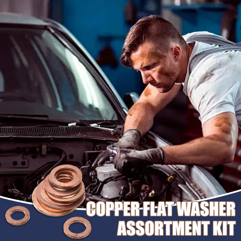 100/200 PCS Copper Flat Washer Assortment Kit