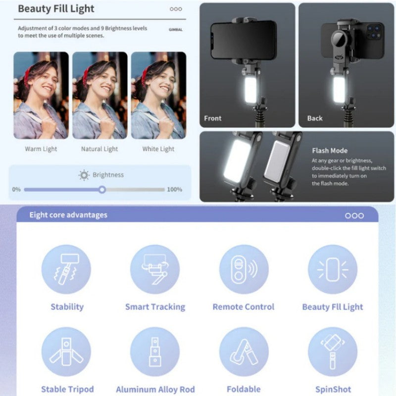 Sales - 360° Rotating 3-Axis Foldable Gimbal Stabilizer for Smartphones Recording