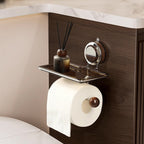Toilet roll holder without hole with shelf