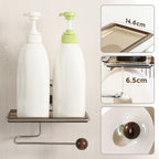 Toilet roll holder without hole with shelf