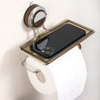 Toilet roll holder without hole with shelf