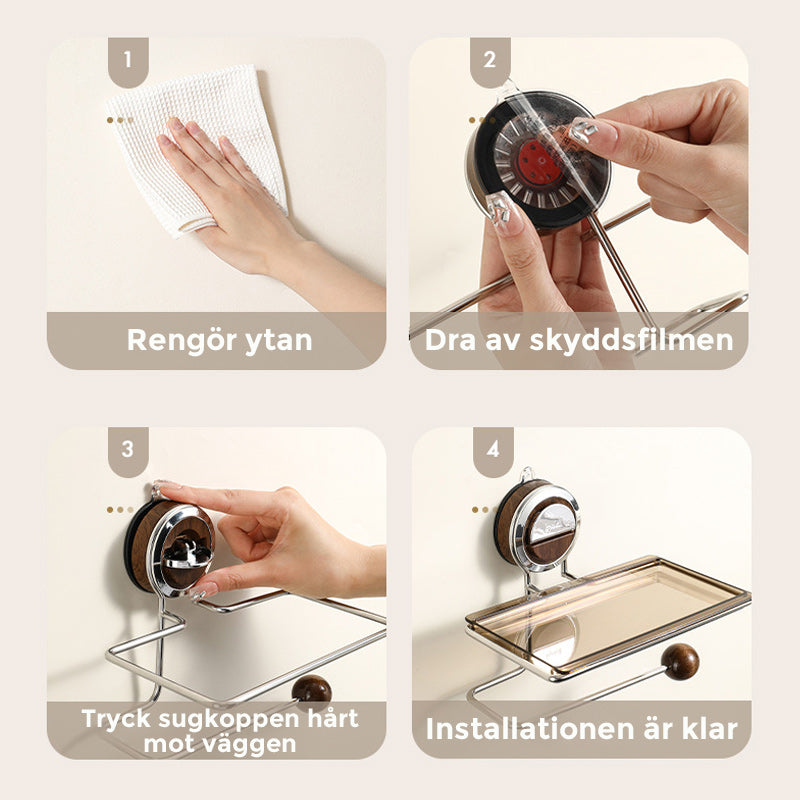Toilet roll holder without hole with shelf