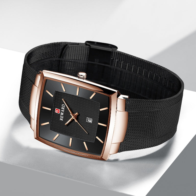 Men’s Ultra-thin Square Mesh Belt Quartz Watch