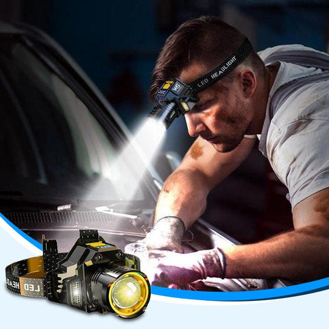 Outdoor Waterproof Rechargeable Headlamp with Headband