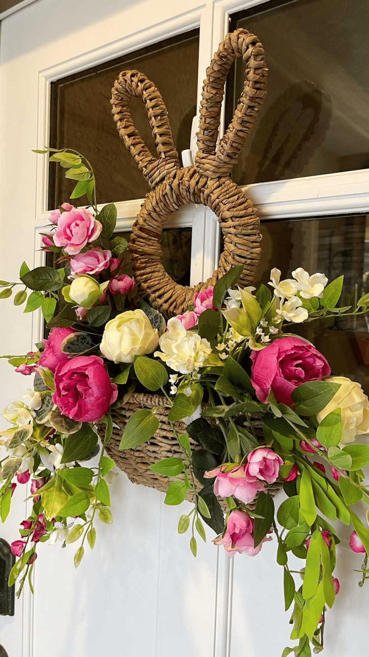 Easter Sale - Bunny Basket Hanging Wall Pocket Spring Decor