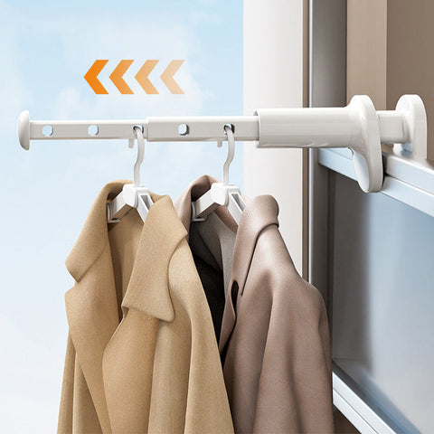 Extendable 5-Hole Clothes Hanger Rack for Window Frame