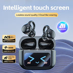 Clip-on earphones with color screen, support 134 languages, Bluetooth V6.0, are waterproof, have an ergonomic design, and offer up to 40 hours of battery life