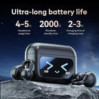 Clip-on earphones with color screen, support 134 languages, Bluetooth V6.0, are waterproof, have an ergonomic design, and offer up to 40 hours of battery life