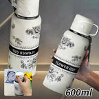 Gardenia Pattern Large Capacity Thermal Cup