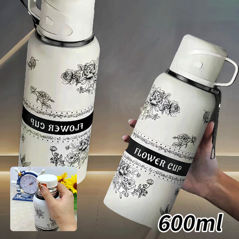 Gardenia Pattern Large Capacity Thermal Cup