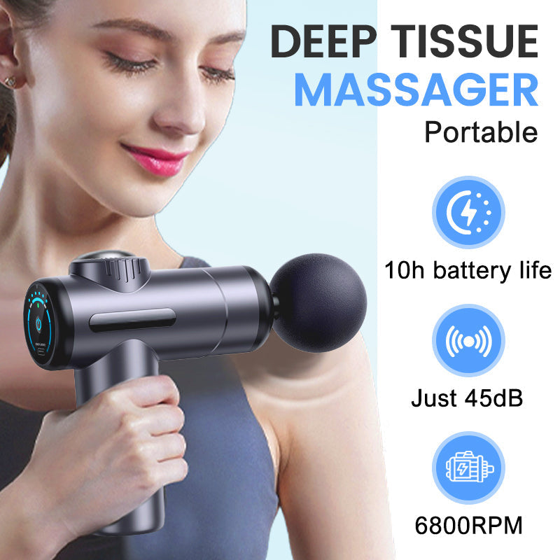 Portable Deep Tissue Massager with 6 Speeds & 8 Heads