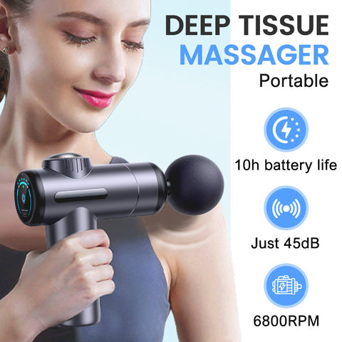 Portable Deep Tissue Massager with 6 Speeds & 8 Heads
