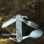 6 in 1 Stainless Steel Folding Camping Utensils