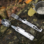 6 in 1 Stainless Steel Folding Camping Utensils
