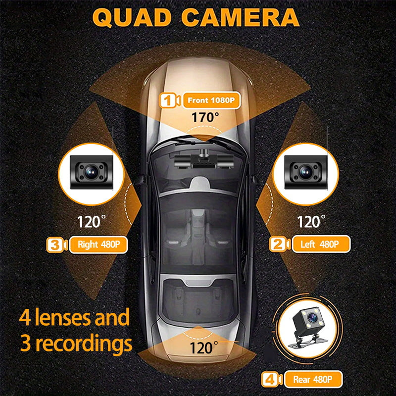 1080P 4 Channel Car Camera with Night Vision