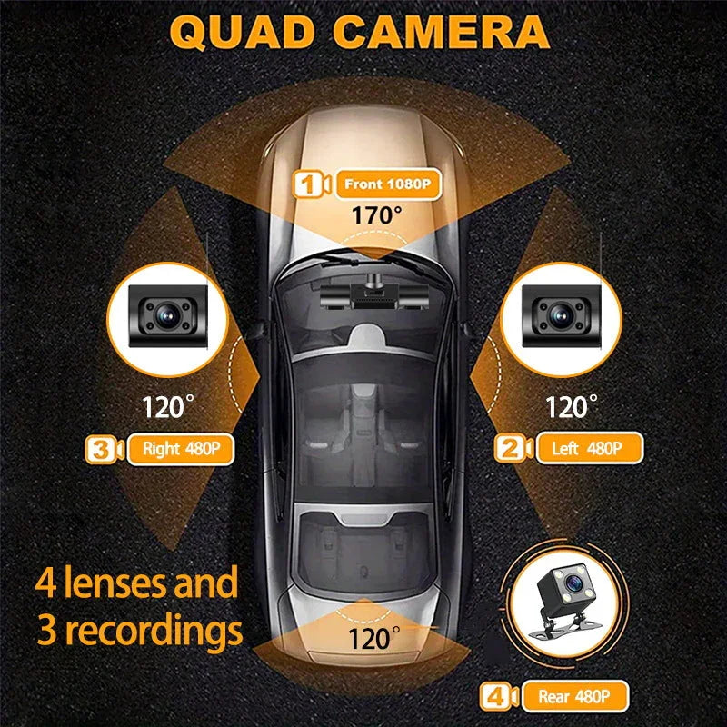 Clearance Sale 1080P 4-Channel Dash Cam with Night Vision