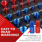 44Pcs Alloy Nut and Bolt Thread Inspector, Charge-Free Thread Gauge, Metric and SAE Size Identification Tool for Inspection of Fixed Bolts or Threaded Holes