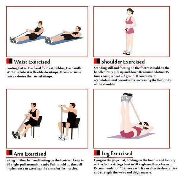 32 Fitness Resistance Bands-4 Tube Pedal Ankle Puller