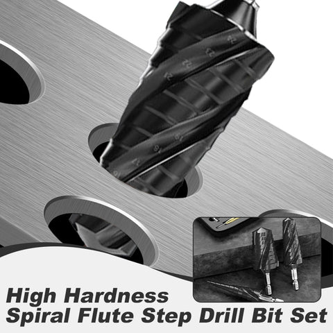 50% discount High Hardness Spiral Flute Step Drill Bit Set