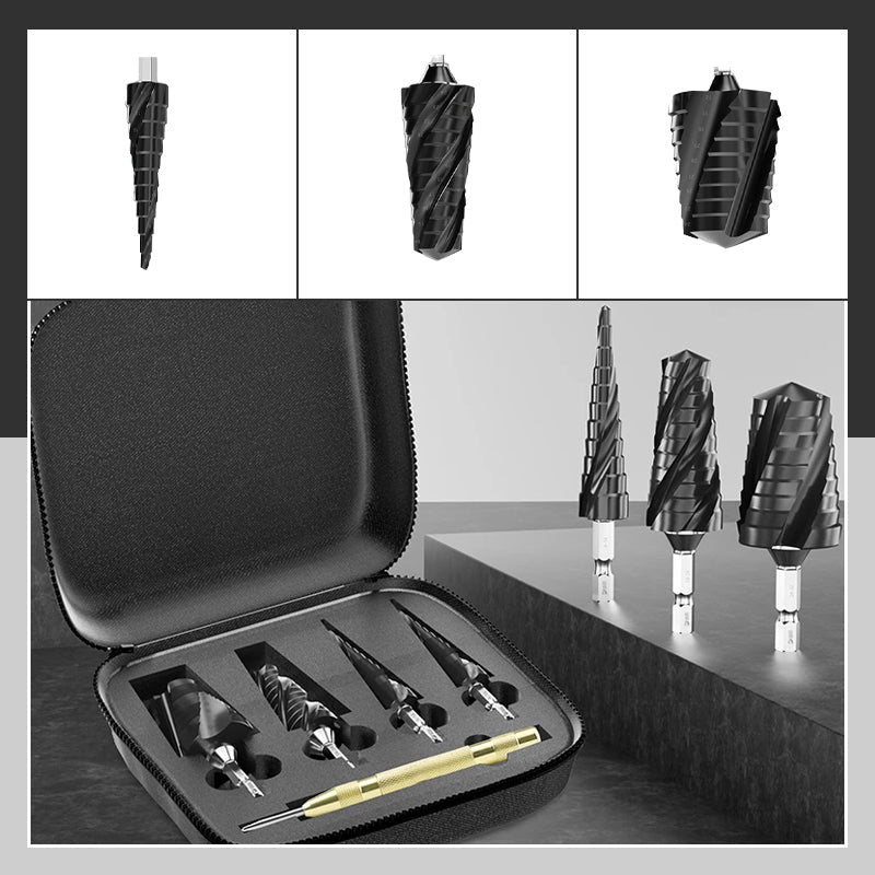 50% discount High Hardness Spiral Flute Step Drill Bit Set