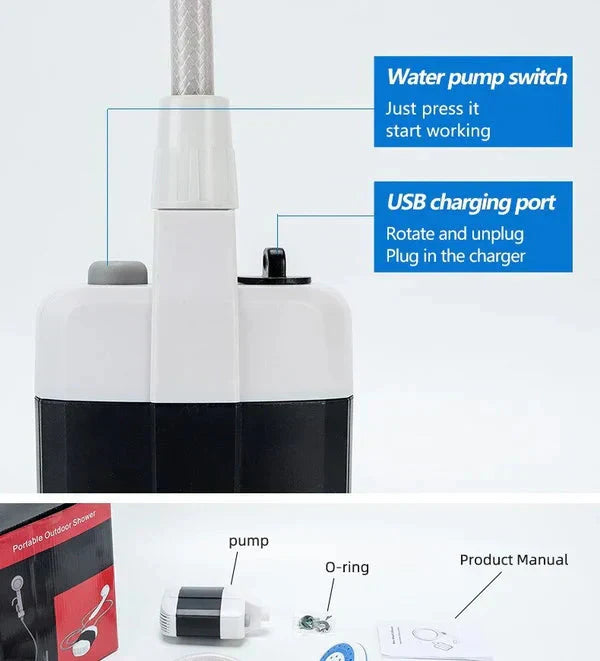 Stay Fresh Outdoors Portable Camping Shower with Adjustable Flow – For Easy & Convenient Outdoor Cleaning