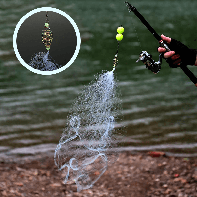 Fishing Gill Net with Spring Bait Trap