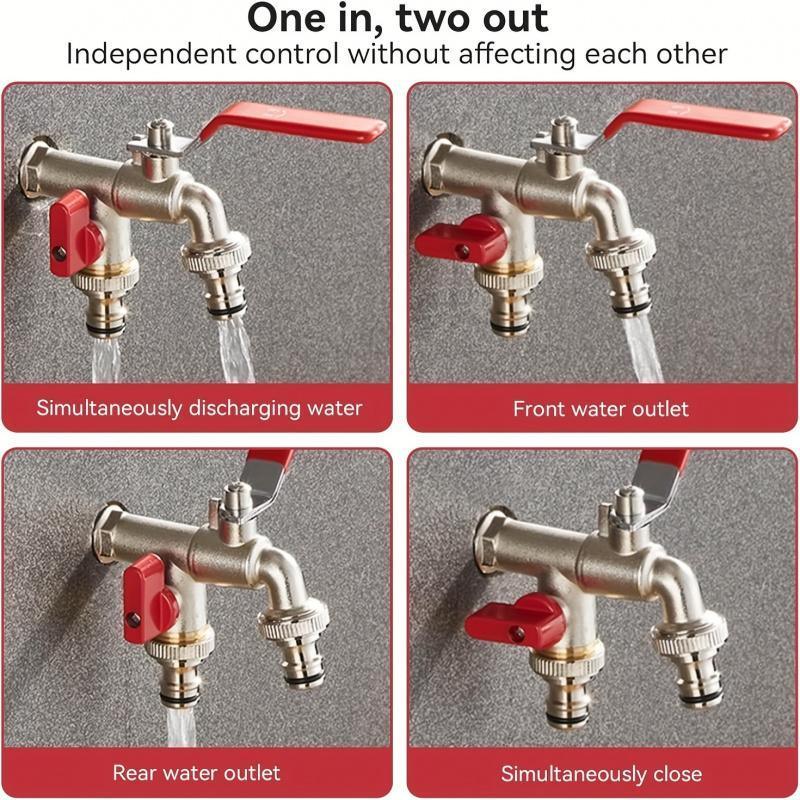 Universal Stainless Steel Double Outlet Garden Water Faucet