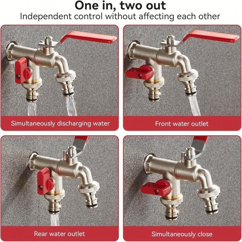 Biggest Sales - Universal Stainless Steel Double Outlet Garden Water Faucet