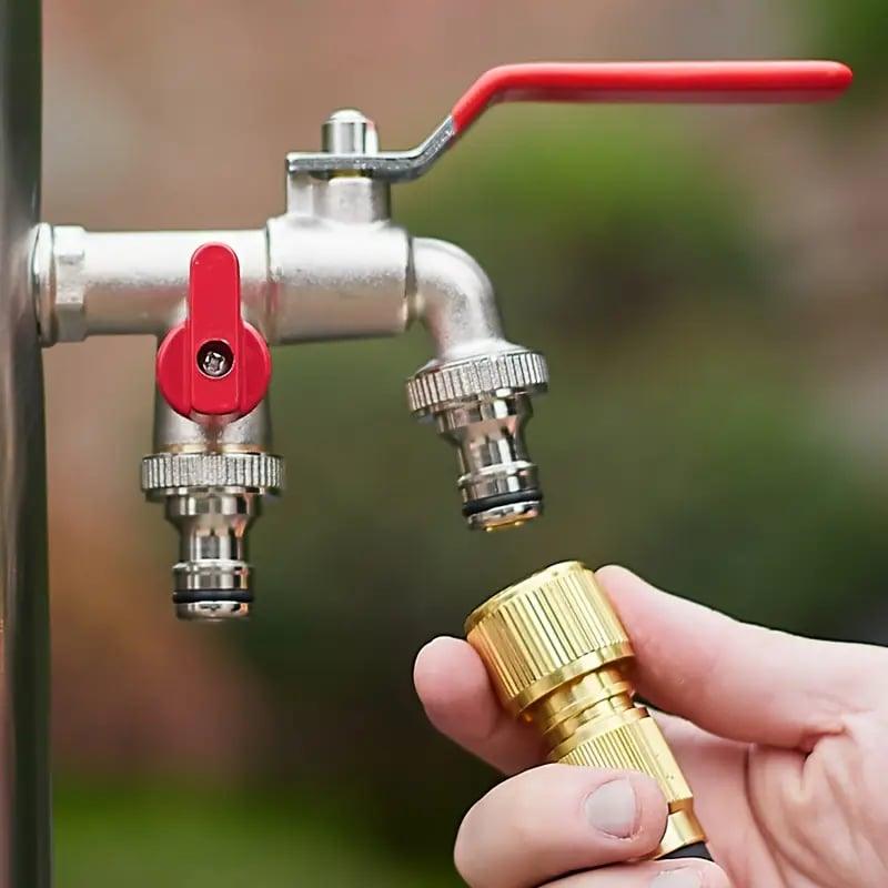 Universal Stainless Steel Double Outlet Garden Water Faucet