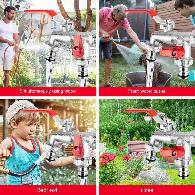 Biggest Sales - Universal Stainless Steel Double Outlet Garden Water Faucet