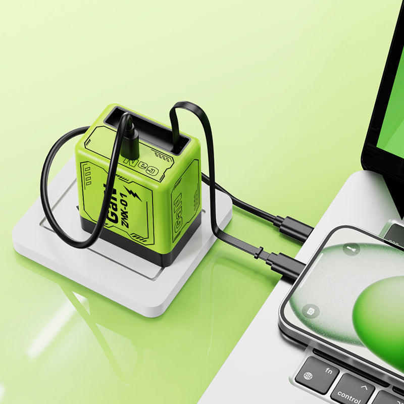 Quick charger adapter with retractable type C cable & connector