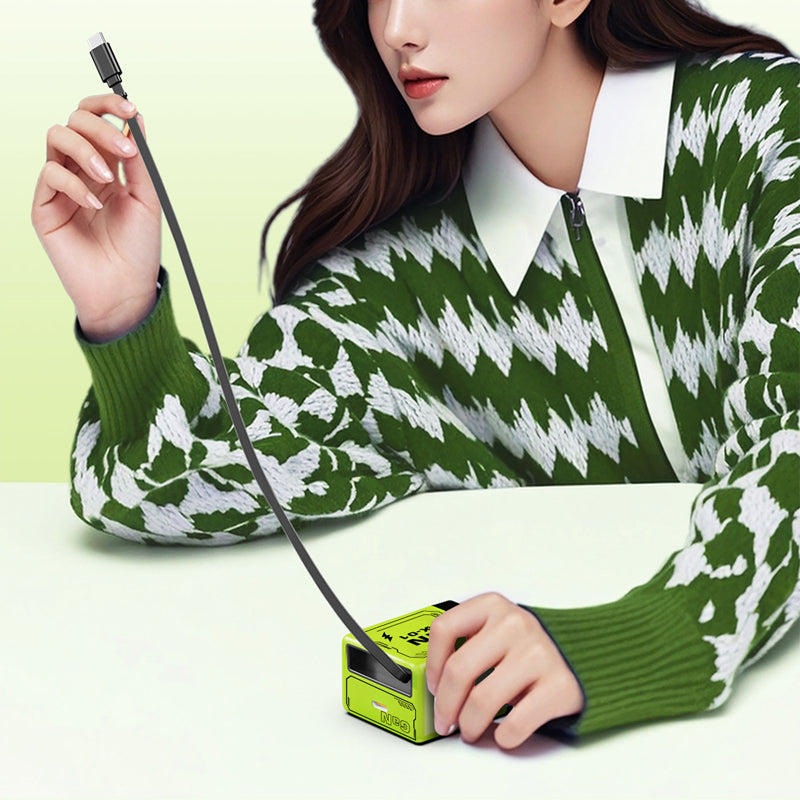 Quick charger adapter with retractable type C cable & connector