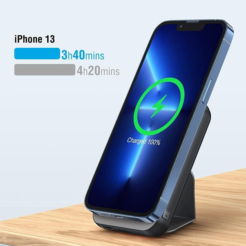 Portable Magnetic Power Bank with Foldable Stand