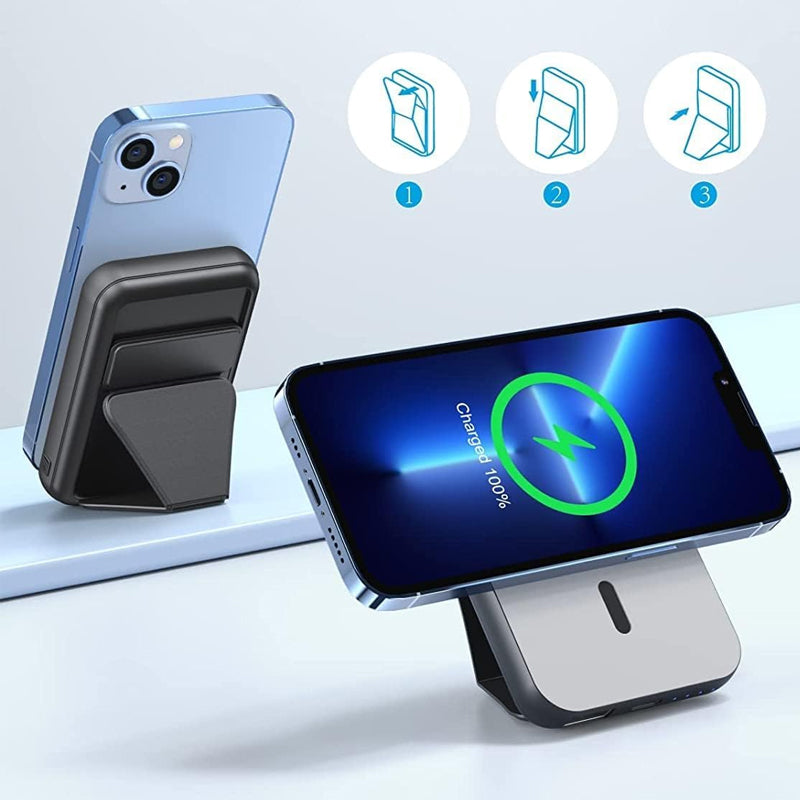 Portable Magnetic Power Bank with Foldable Stand