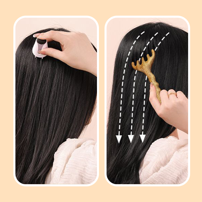 Wooden Head Massager Comb & Gua Sha Tool