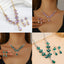Elegant Floral Water Droplet Necklace and Earrings 2-Piece Set