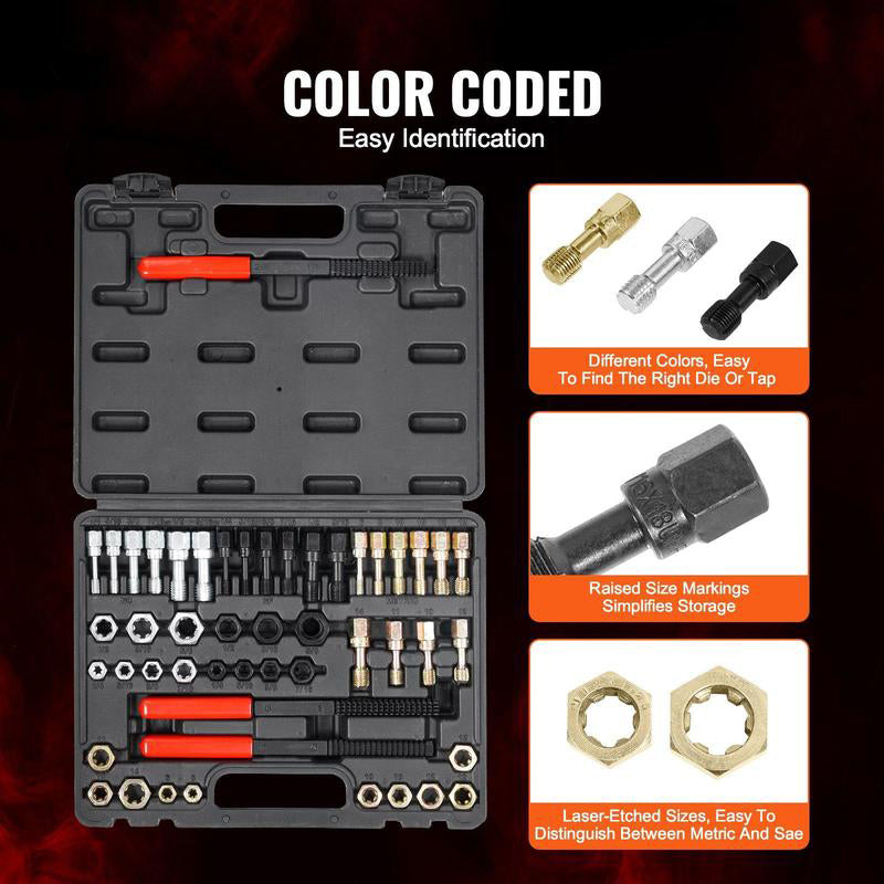 Screw & Nut Thread Repair Tool Kit - Repair, Rust Removal, Deburring