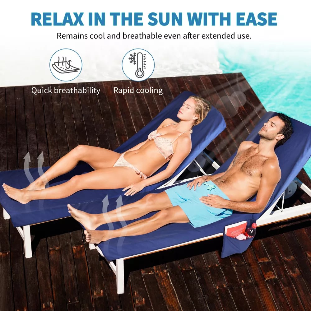 For a ! Sun Lounger Towel in Bag with Pockets Storage