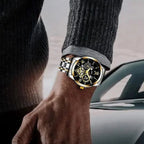 Men's Waterproof Roman Skeleton Automatic Mechanical Watch