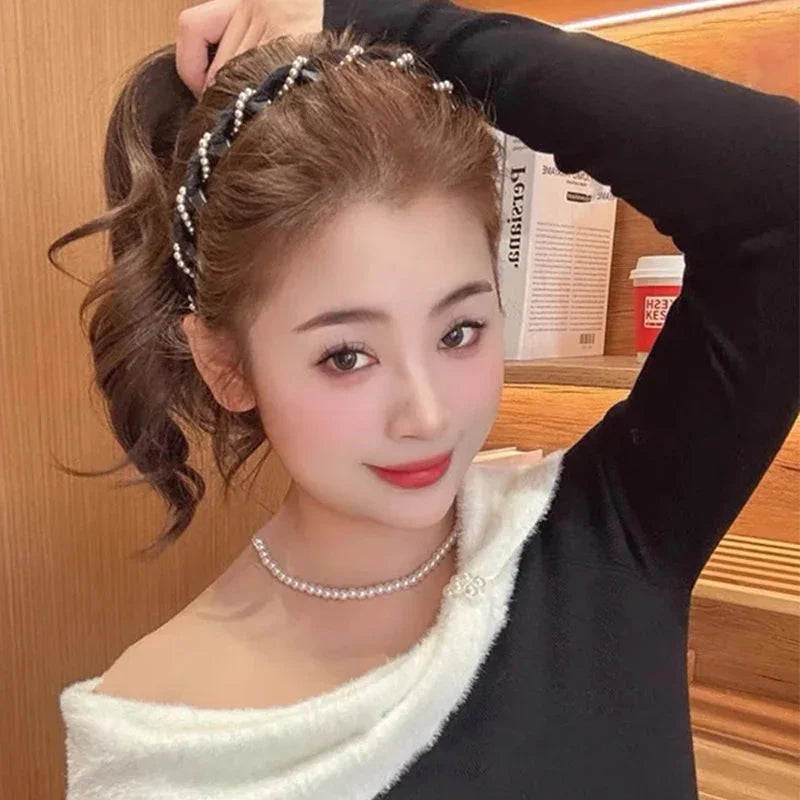 Vintage High Cranium Artificial Pearl Hairband（ ）