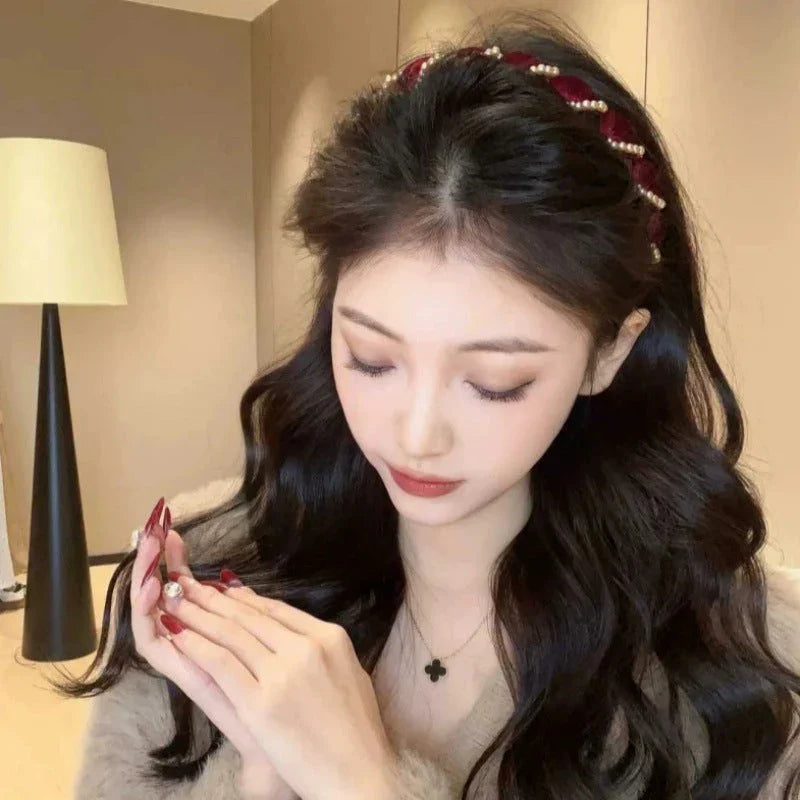 Vintage High Cranium Artificial Pearl Hairband（ ）