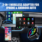 NOW! 【Plug and Play! Wireless Connection 2-in-1 Wireless Adapter - iPhone & Android Auto, turn your car into a smart cinema in seconds】