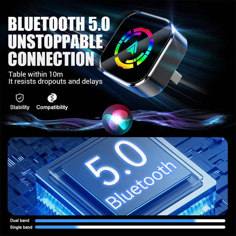 NOW! 【Plug and Play! Wireless Connection 2-in-1 Wireless Adapter - iPhone & Android Auto, turn your car into a smart cinema in seconds】