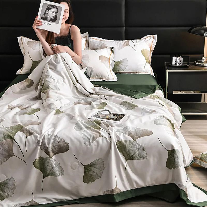 Washable Icy Cool Breathable Summer Quilt 4-piece Set