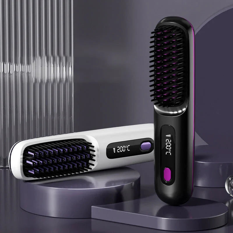 Summer Wireless Ceramic Heating Hair Straightening Comb