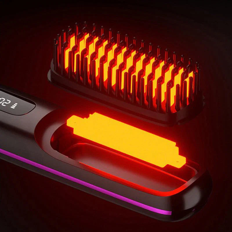 Summer Wireless Ceramic Heating Hair Straightening Comb