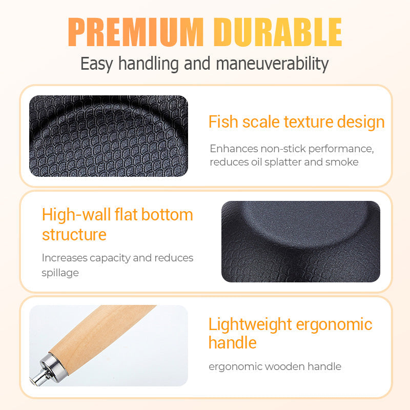 Fish Scale Pattern Flat Bottom Non-Stick Pan
