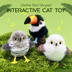 Realistic bird-shaped interactive cat toy
