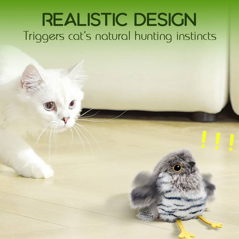 Realistic bird-shaped interactive cat toy