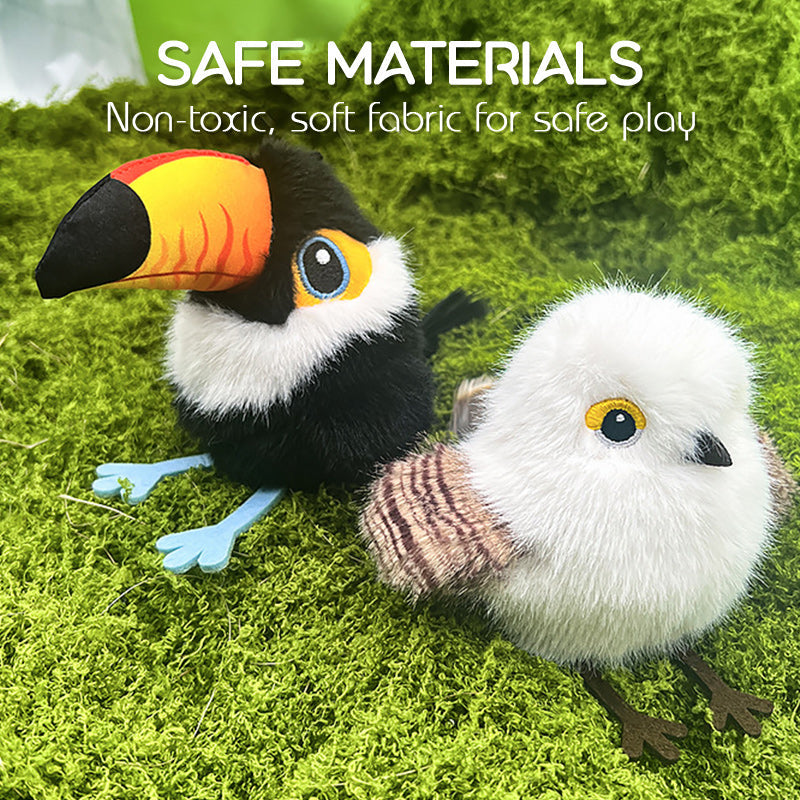 Realistic bird-shaped interactive cat toy